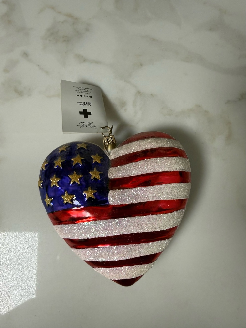 Christopher Radko Brave Heart 9/11 Red Cross Glass Ornament NWT Poland